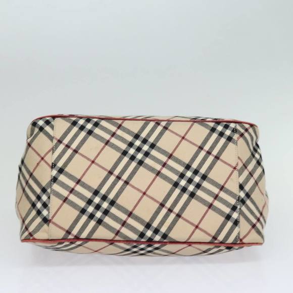 BURBERRY Nova Check Blue Label Hand Bag Canvas Beige Red Auth yk13174 - Picture 7 of 16